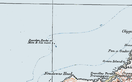 Old map of Bawden Rocks in 1919