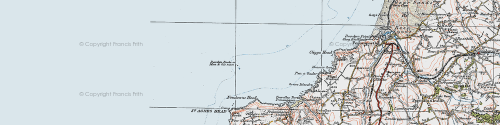 Old map of Bawden Rocks in 1919