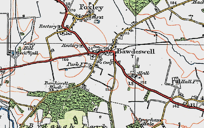 Old map of Bylaugh Wood in 1921