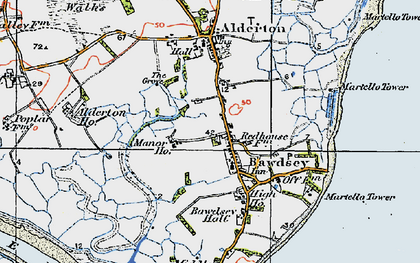 Old map of Bawdsey in 1921