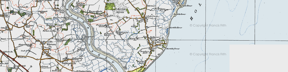 Old map of Bawdsey in 1921