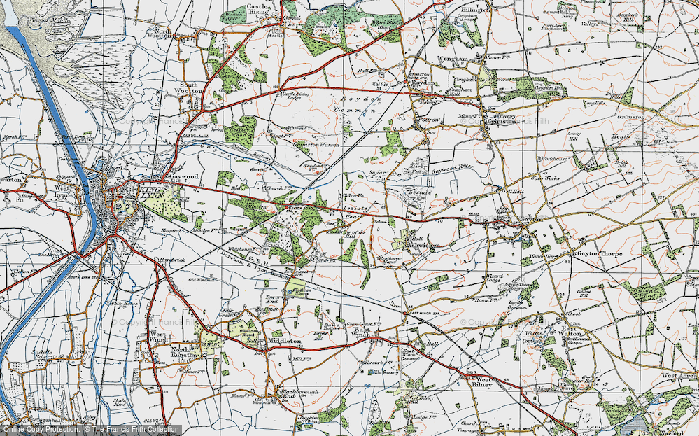 Old Map of Bawsey, 1922 in 1922