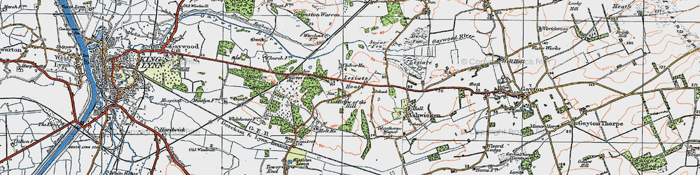 Old map of Bawsey in 1922