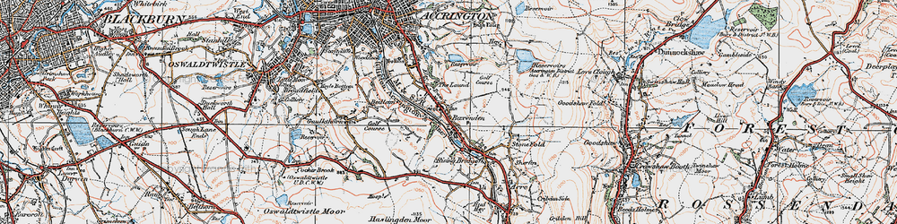 Old map of Baxenden in 1924