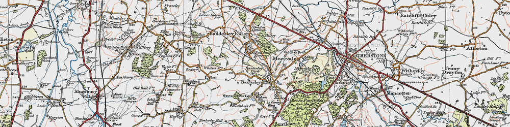 Old map of Baddesley Common in 1921