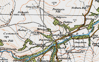 Old map of Blanchland Moor in 1925