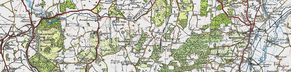 Old map of Bayford Wood in 1919