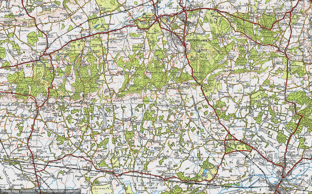 Old Map of Historic Map covering Wickhurst Manor in 1920