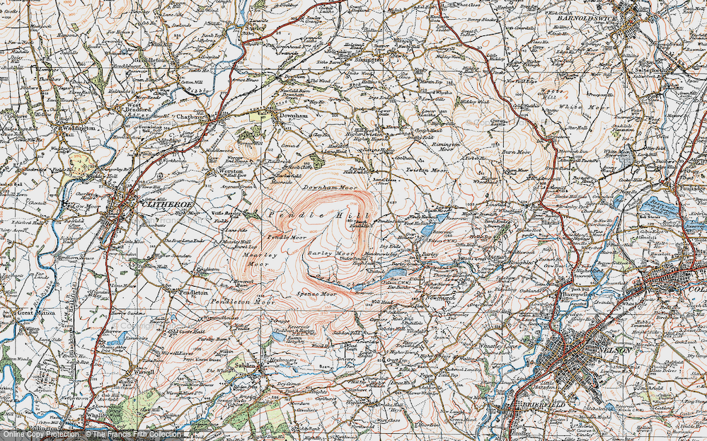Old Map of Historic Map covering Barley Moor in 1924