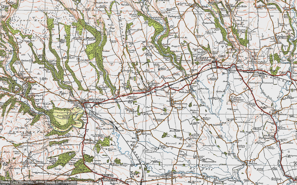 Old Map of Historic Map covering Boon Woods in 1925