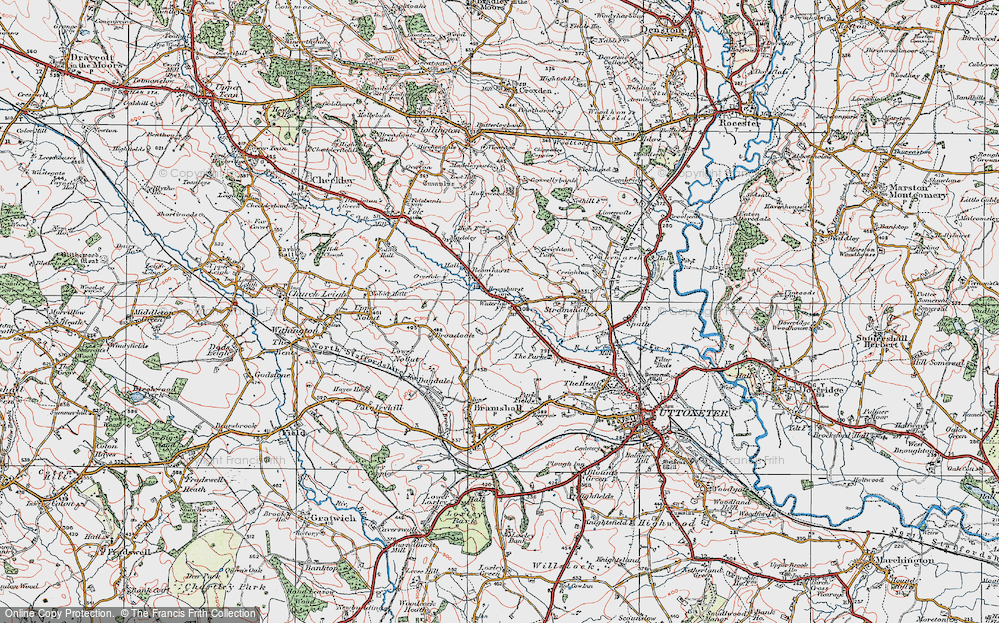 Old Map of Beamhurst Lane, 1921 in 1921