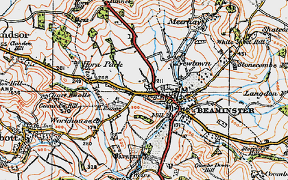 Old map of Beaminster in 1919