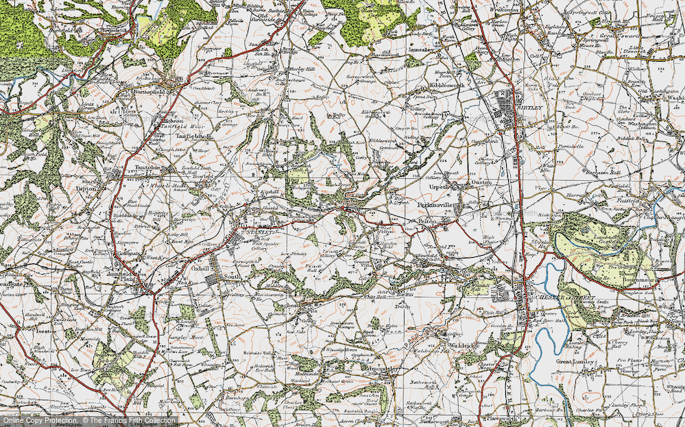 Old Map of Beamish, 1925 in 1925
