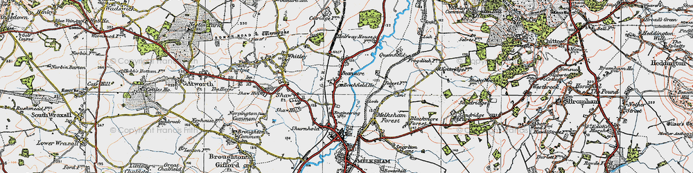 Old map of Beanacre in 1919