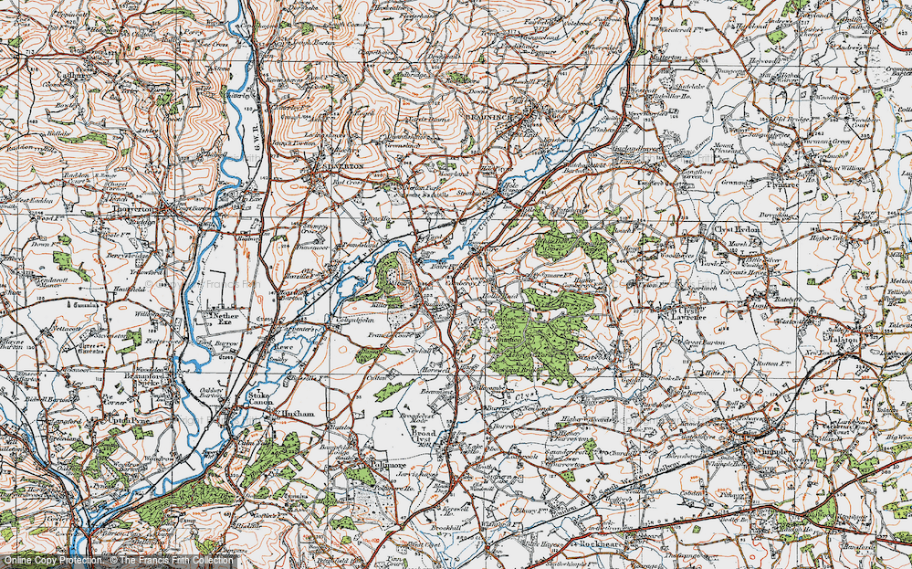 Old Map of Historic Map covering Killerton Park in 1919