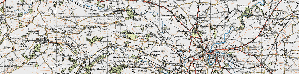 Old map of Bearpark in 1925