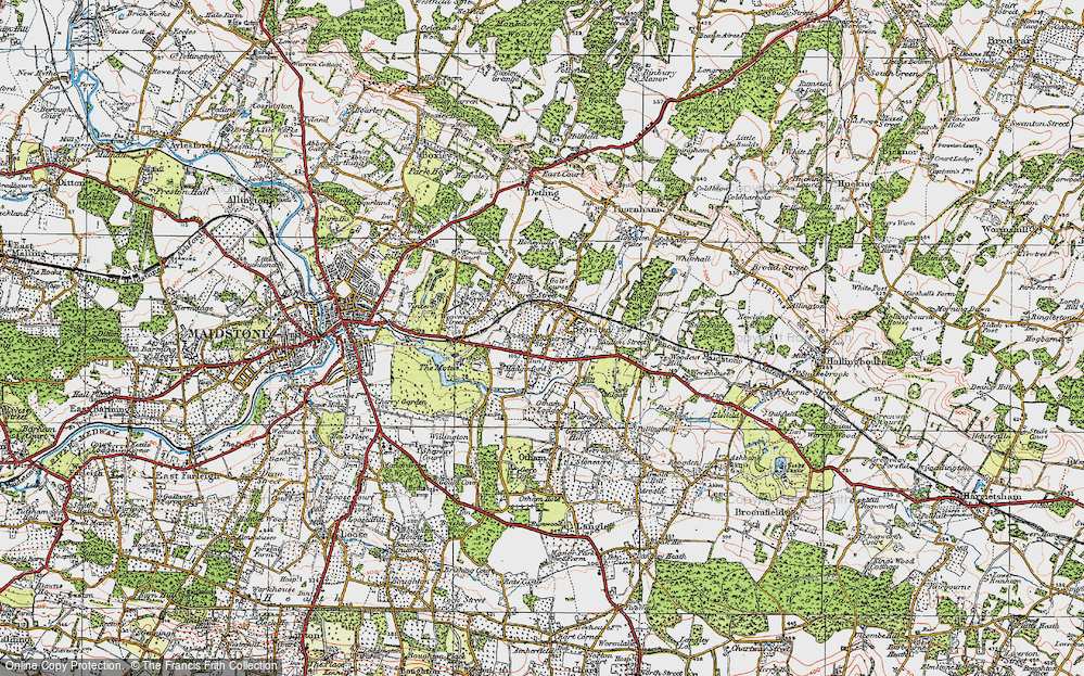 Old Map of Bearsted, 1921 in 1921