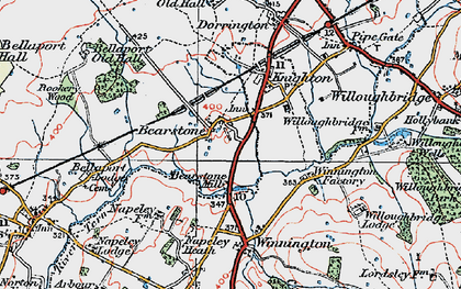 Old map of Bearstone in 1921