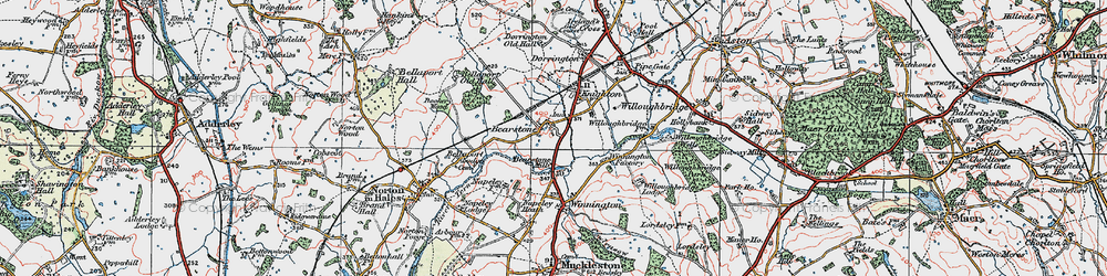 Old map of Bearstone Mill in 1921