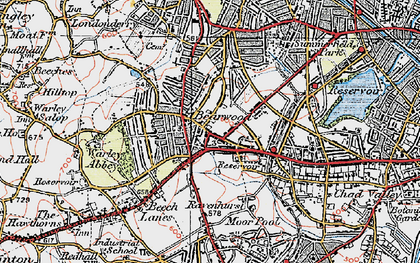 Old map of Bearwood in 1921