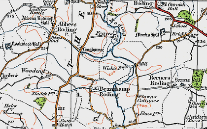 Old map of Beauchamp Roding in 1919