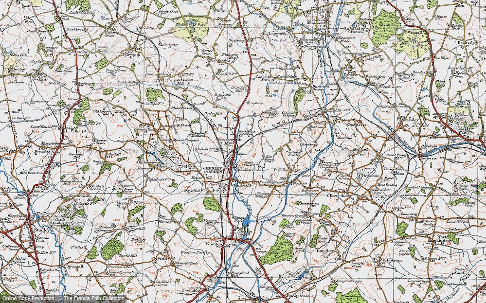 Old Map of Historic Map covering Beaudesert Park in 1919