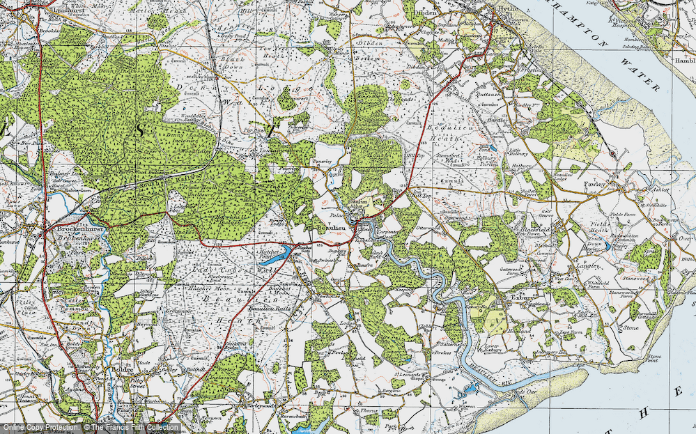 Old Map of Beaulieu, 1919 in 1919