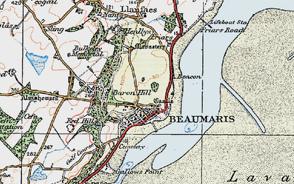 Old map of Beaumaris in 1922