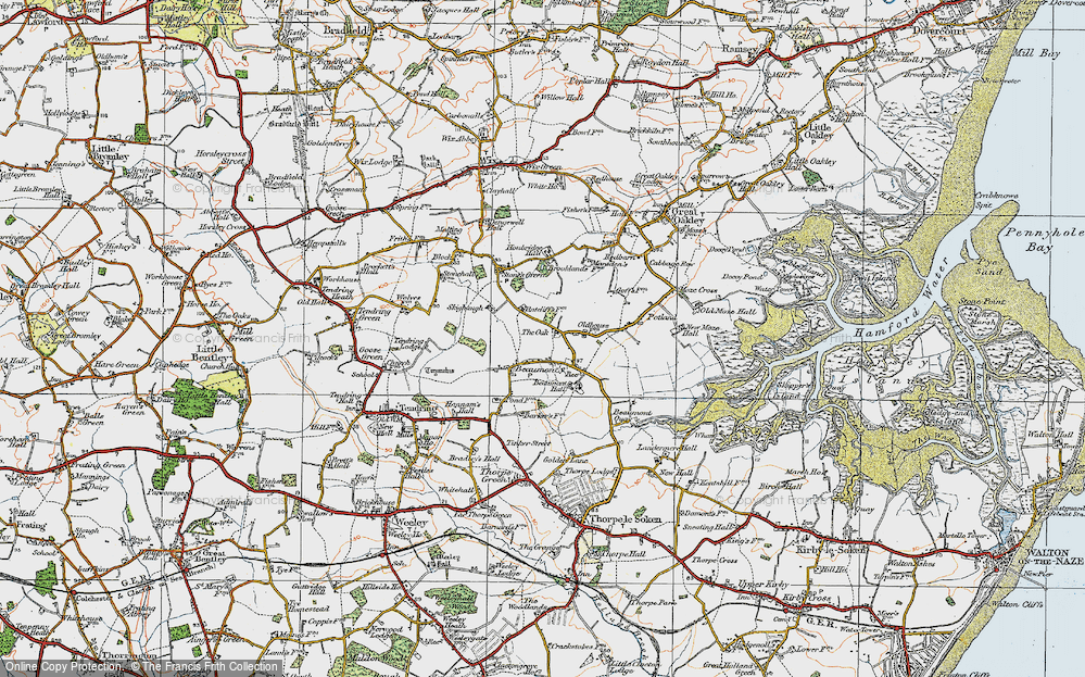 Old Map of Historic Map covering Brooklands in 1921