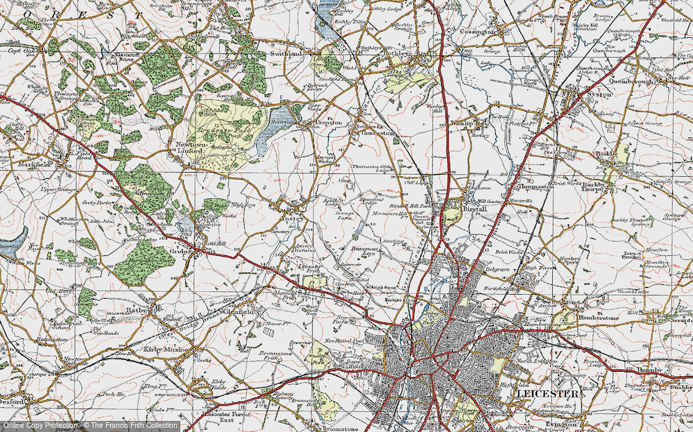 Old Map of Beaumont Leys, 1921 in 1921