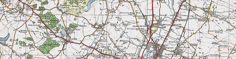 Old map of Beaumont Leys in 1921