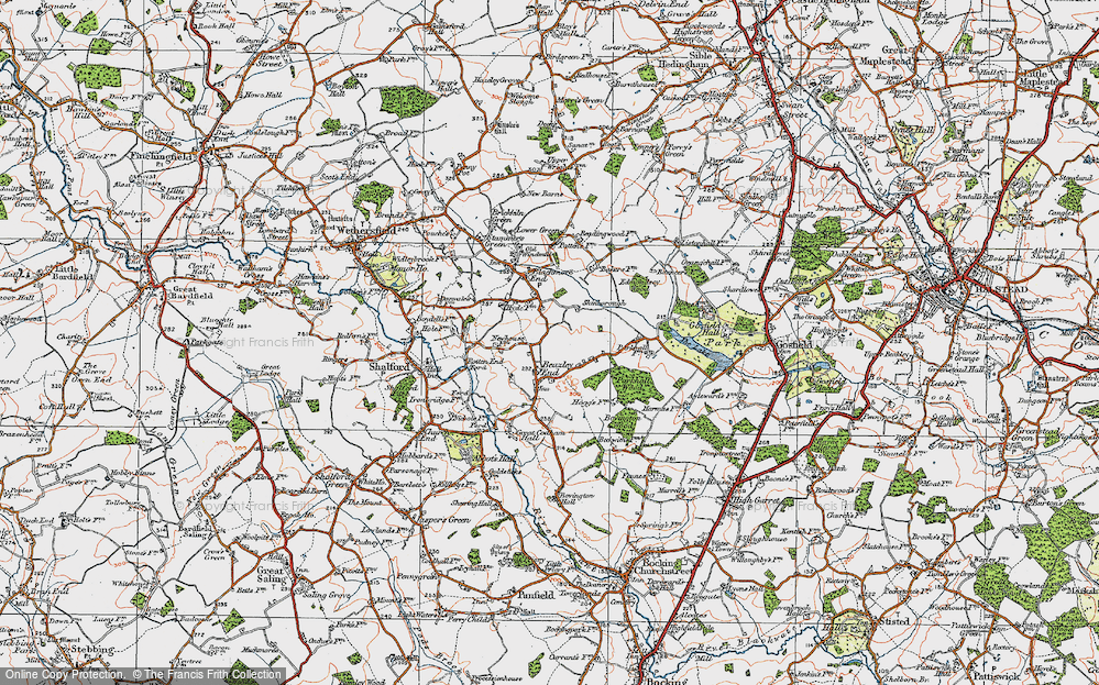 Old Map of Historic Map covering Bovingdon Wood in 1921