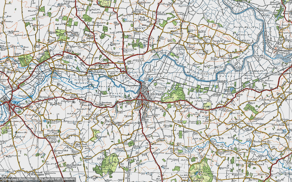 Old Map of Historic Map covering Beccles Common in 1921