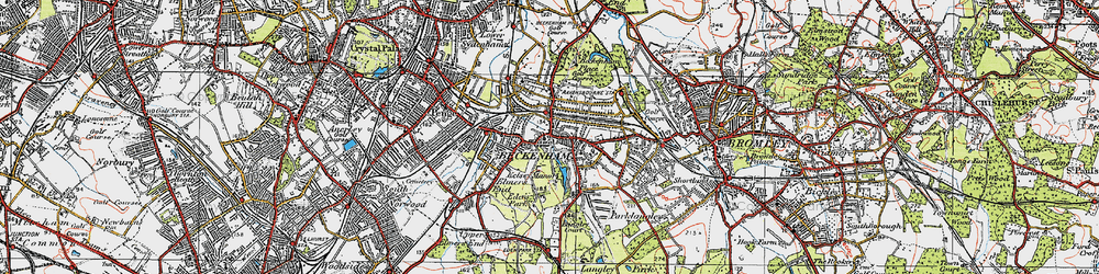 Old map of Beckenham in 1920