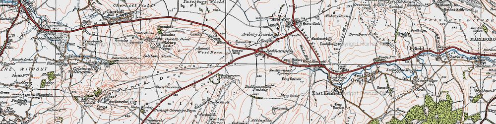 Old map of Allington Down in 1919
