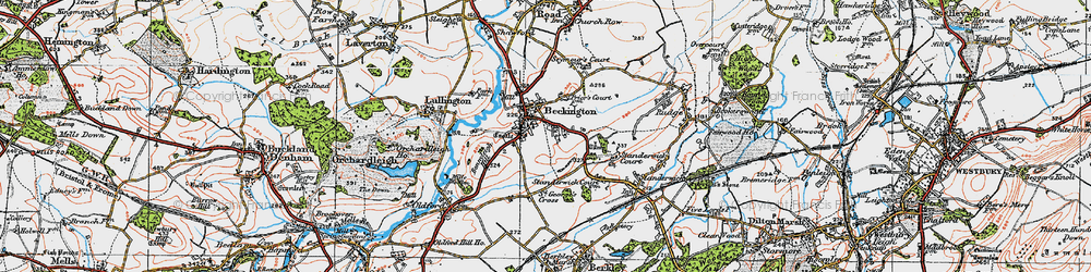 Old map of Beckington in 1919