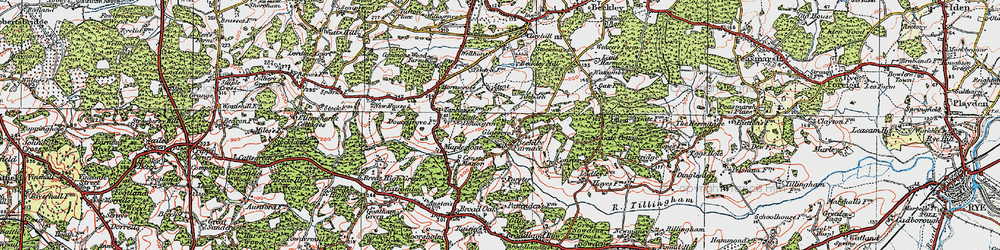 Old map of Beckley Woods in 1921