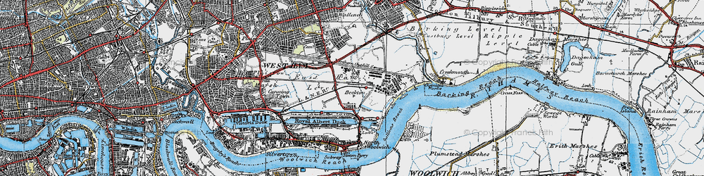 Old map of Beckton in 1920