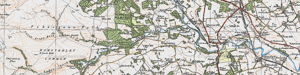 Old map of Bedburn Beck in 1925