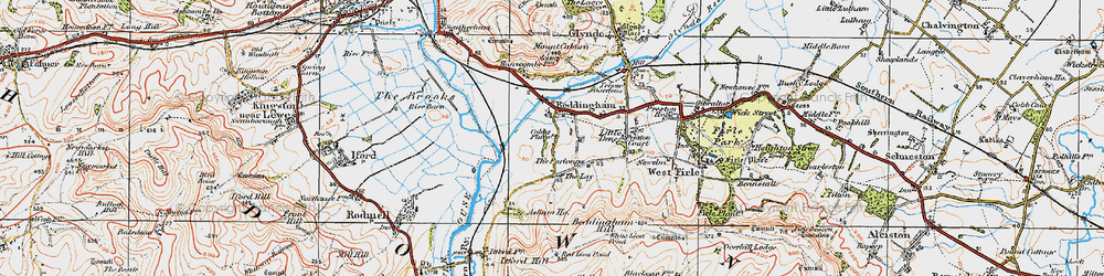 Old map of Beddingham Hill in 1920