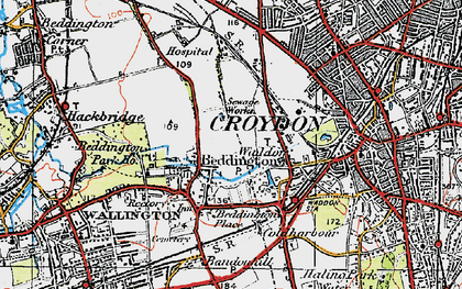 Old map of Beddington in 1920