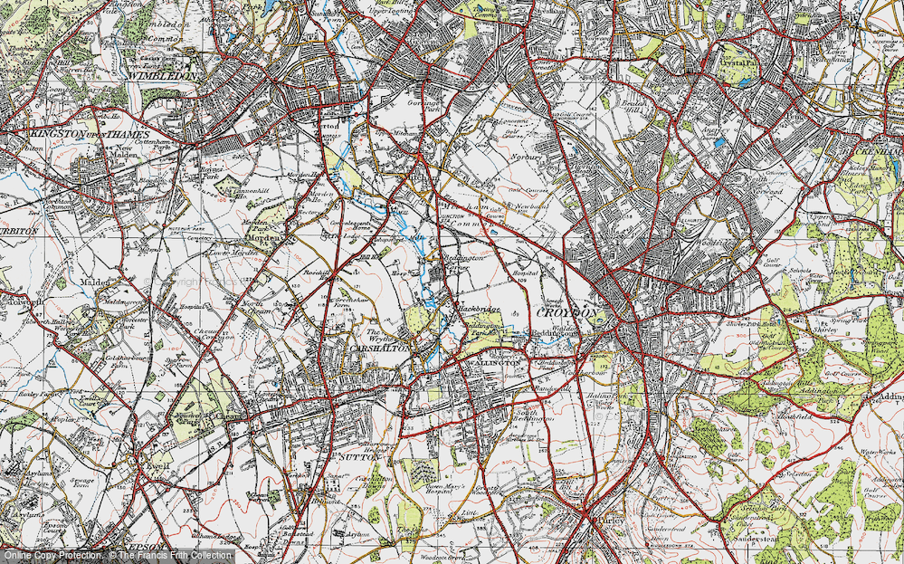 Old Map of Beddington Corner, 1920 in 1920