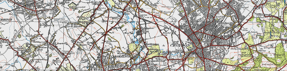 Old map of Beddington Corner in 1920