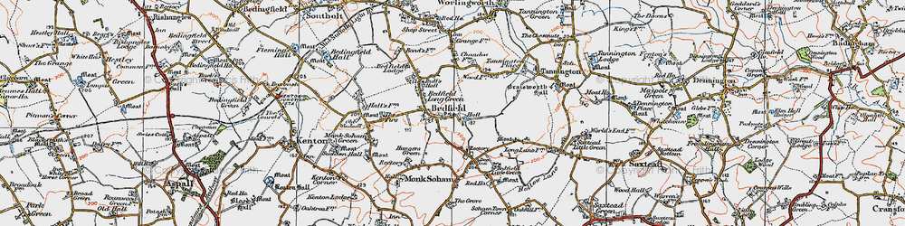 Old map of Bedfield Little Green in 1921