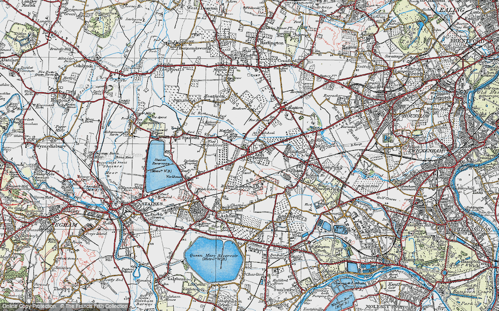 Old Map of Bedfont, 1920 in 1920