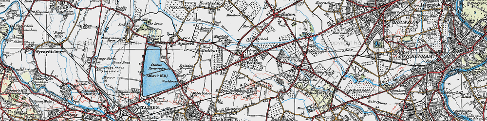 Old map of Bedfont in 1920