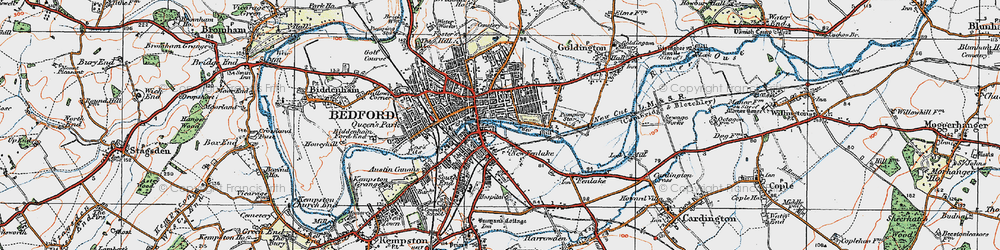 Old map of Bedford in 1919