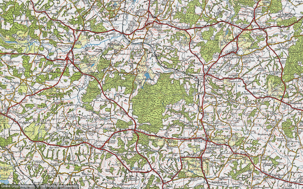 Old Map of Historic Map covering Bedgebury Forest in 1921