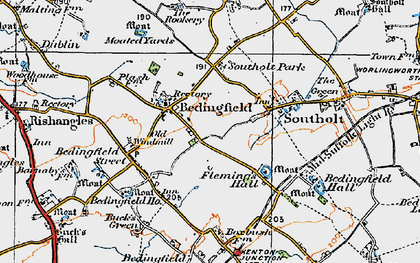 Old map of Bedingfield in 1921