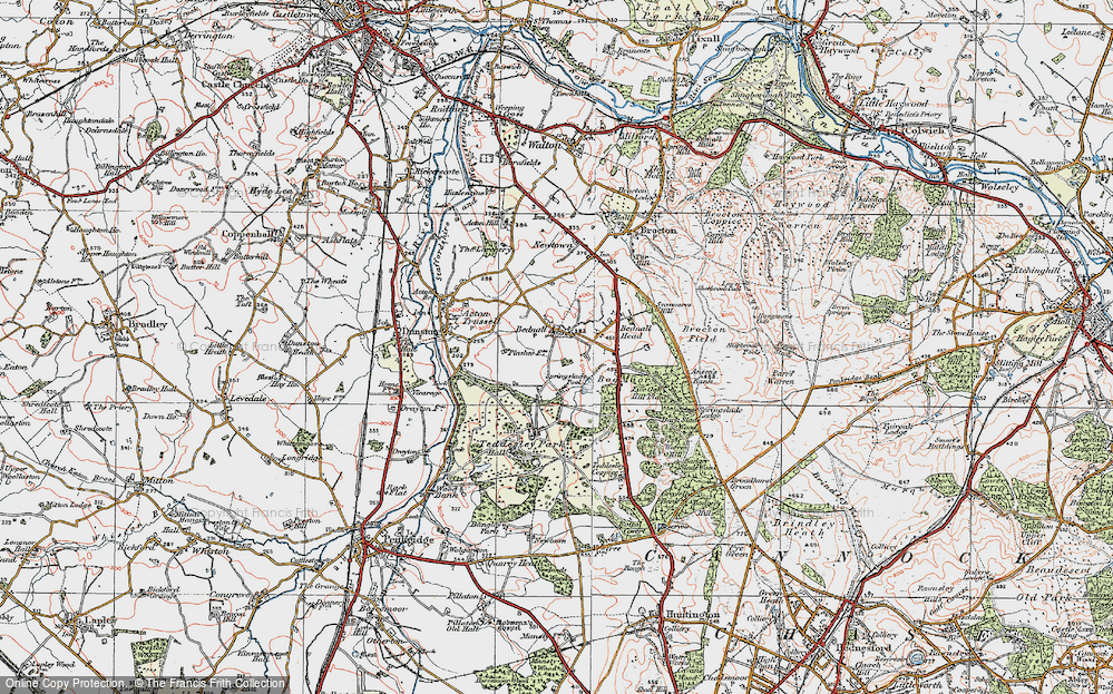 Old Map of Bednall, 1921 in 1921